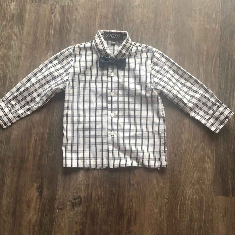 Boys Zighi Dress Shirt and Bow Tie Sz 18mths